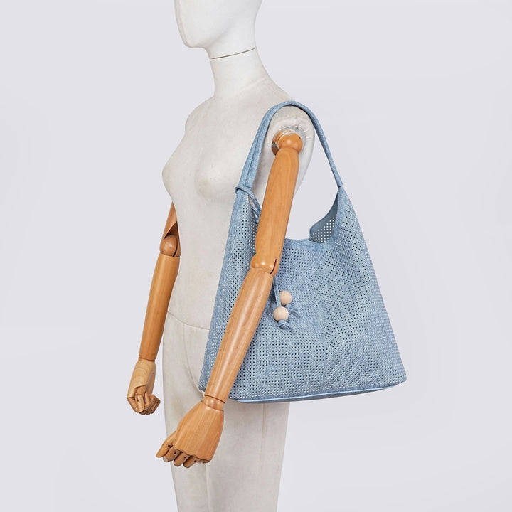 The ZOE slouch bag - blue and white