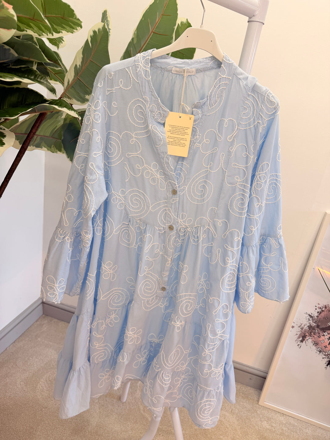 Ladies Cotton Swing Smock Summer Dress - pink, lemon, blue