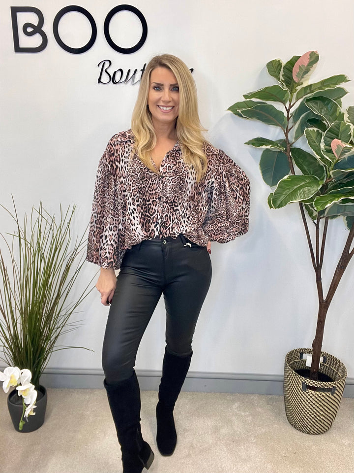 LADIES ANIMAL PRINT BLOUSE SHIRT