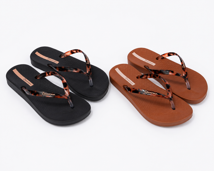 IPANEMA tortoise shell flip flops ( two ) - black and camel
