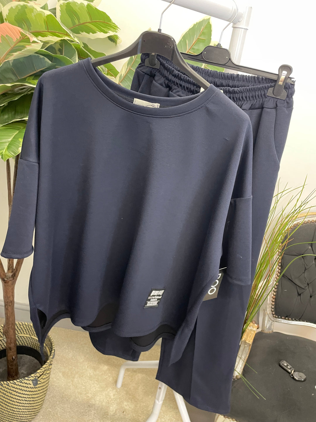 LADIES STRAIGHT LEG SCUBA TROUSER CO ORD SET - BLACK, NAVY, MOCHA, BROWN