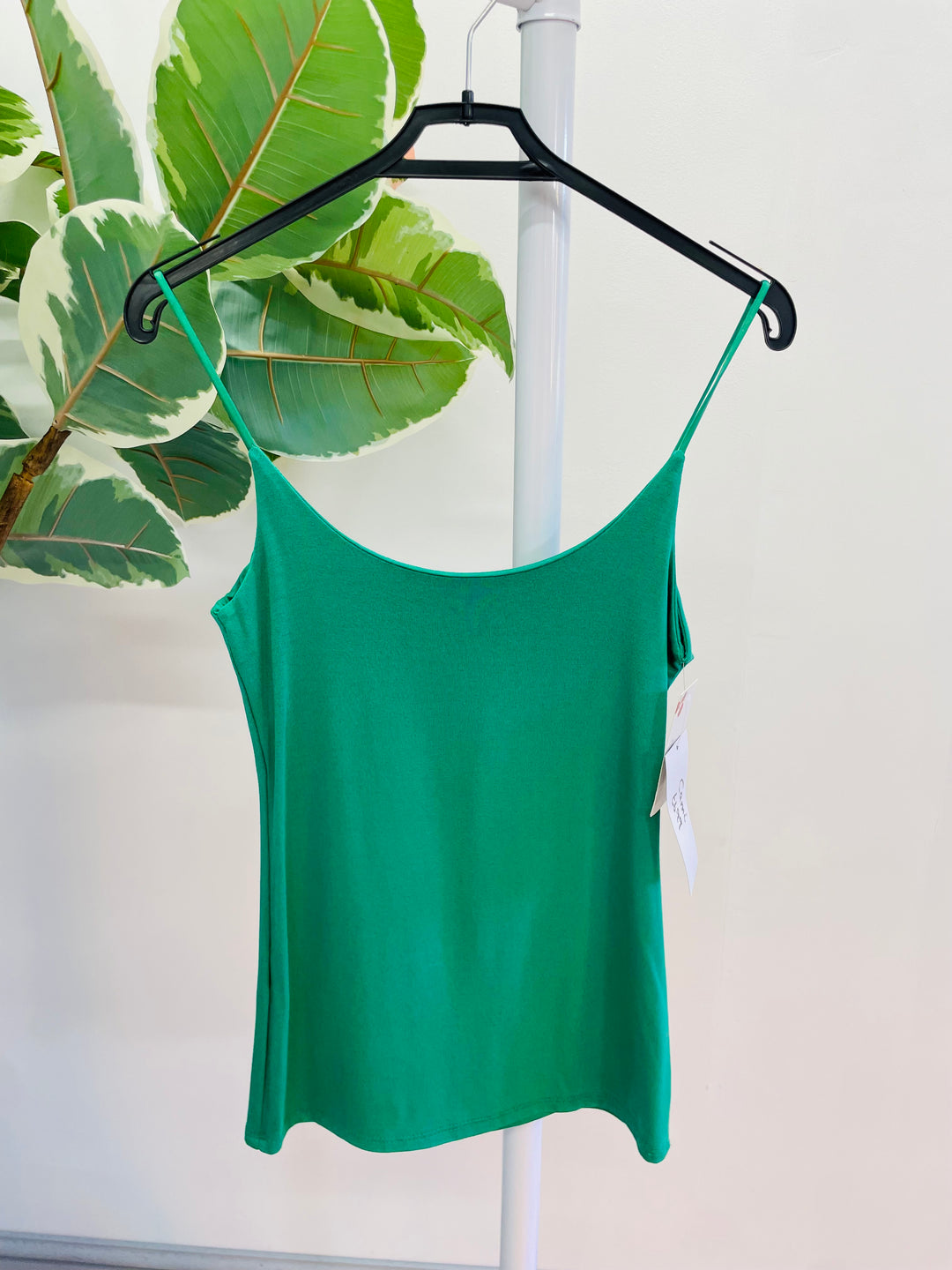 LADIES WOMENS GREEN STRAPPY DOUBLE LAYER CAMI UNDER LAYER TOP