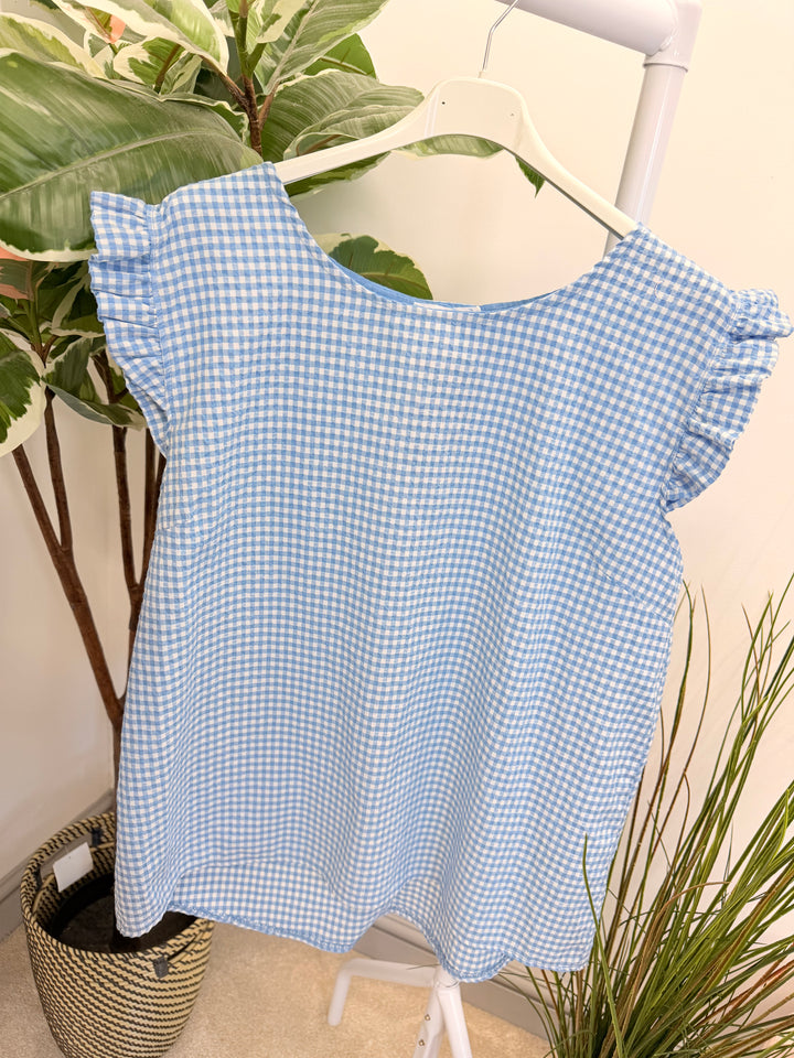 Ladies Gingham Check Summer Top - Pink, Denim Blue, Navy & Green