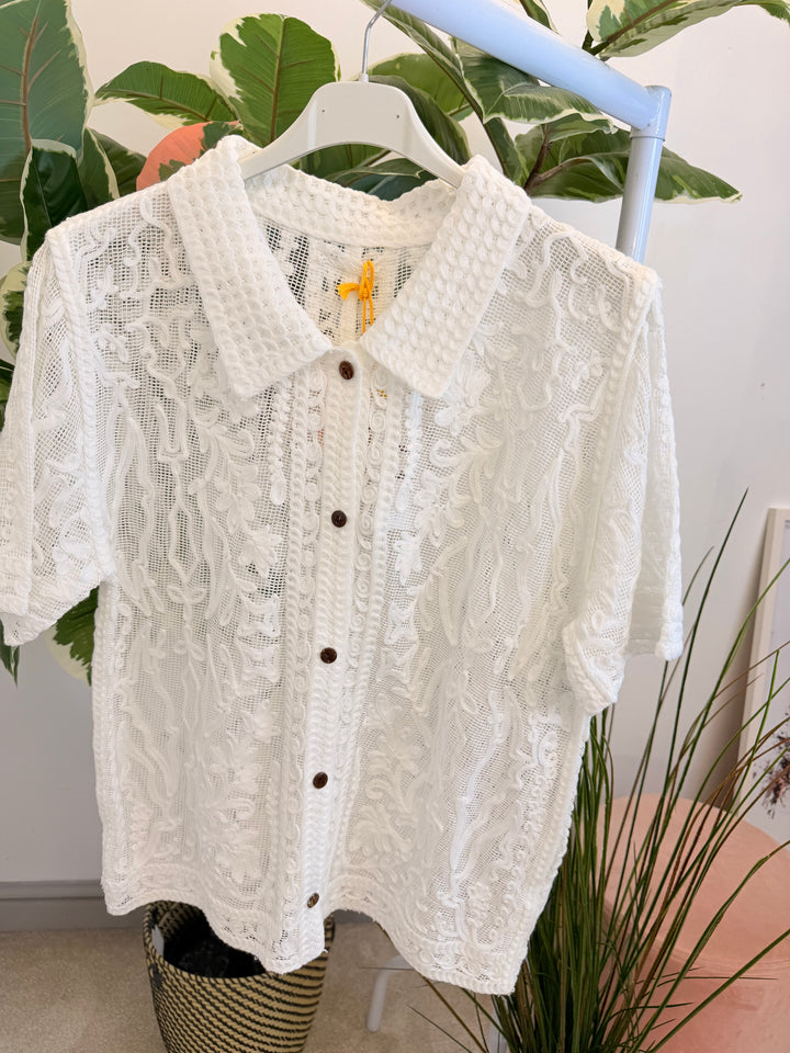 Ladies Lacy White Cardigan Top