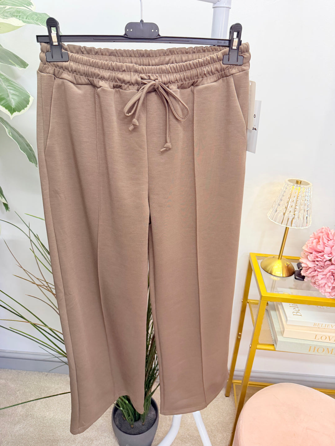 Ladies Fashion Petite Scuba Straight Leg Trousers - Black, Navy, Khaki & Mocha