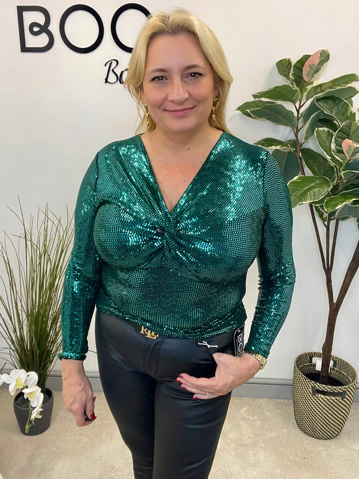 LADIES SEQUIN PARTY TOP - SILVER, GREEN, GOLD, BLACK, BERRY, CHAMPAGNE