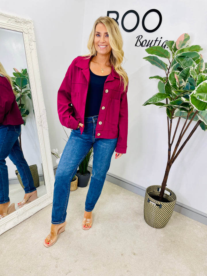 LADIES STRETCH BOX CASUAL JACKET - BLACK, BEIGE, KHAKI, BURGUNDY, BROWN & WHITE