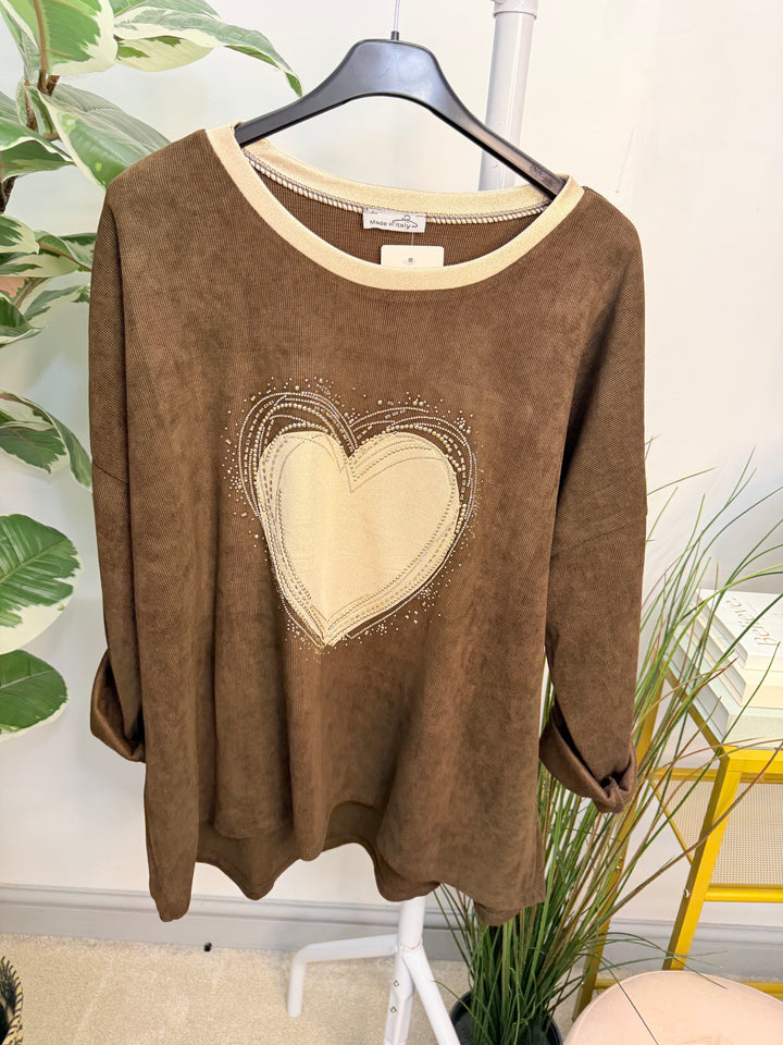 The WENDY cord oversize heart motif top - 4 colours
