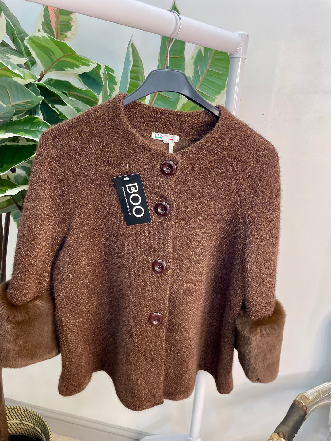 LADIES BOLERO FAUX FUR CARDIGAN JACKET - BLACK, CREAM, CAMEL, KHAKI & BROWN