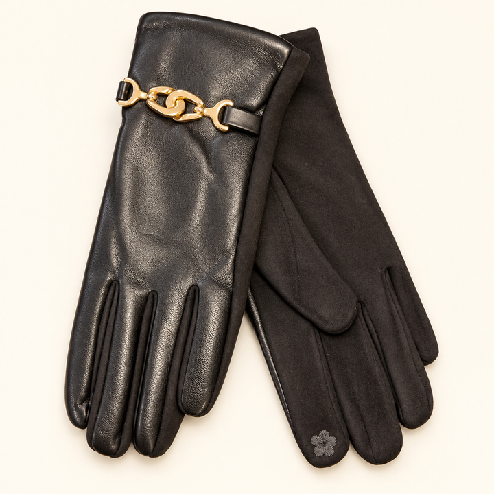 Womens Faux Leather Smart Gloves - Black, Wine & Brown