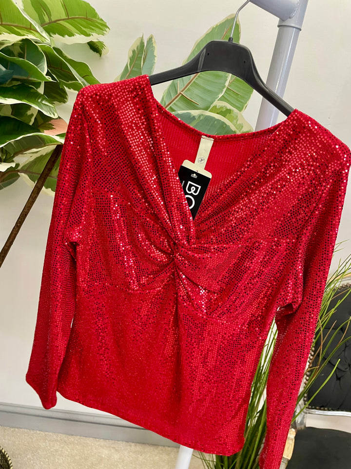 LADIES SEQUIN PARTY TOP - SILVER, GREEN, GOLD, BLACK, BERRY, CHAMPAGNE