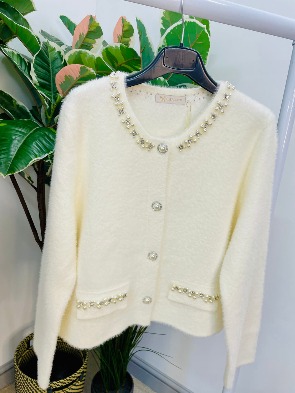 LADIES CREAM KNITTED INSPIRED BOLERO JACKET