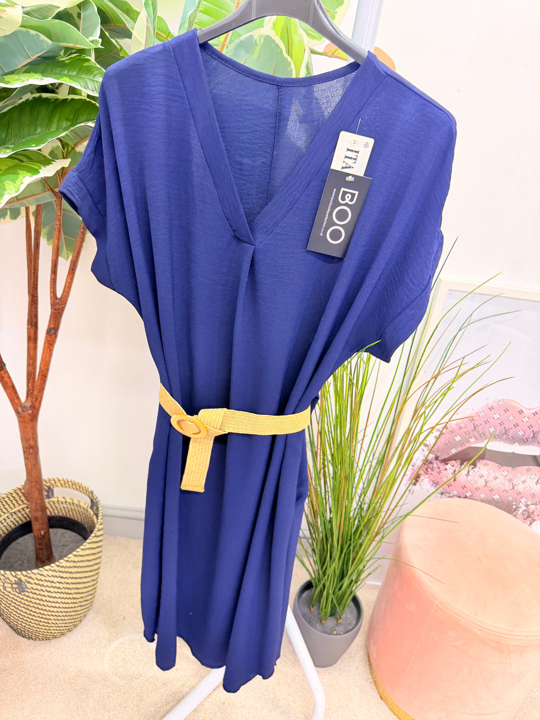 Ladies Fashion Casual Midi Dress navy