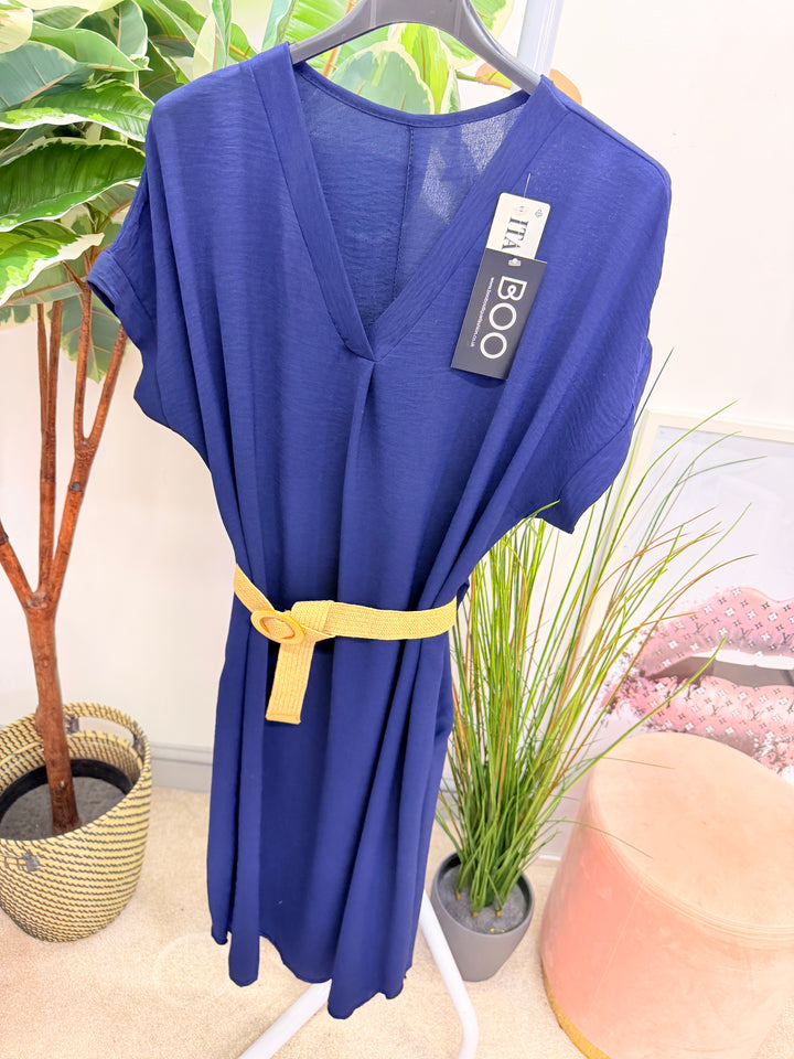 Ladies Fashion Casual Midi Dress navy