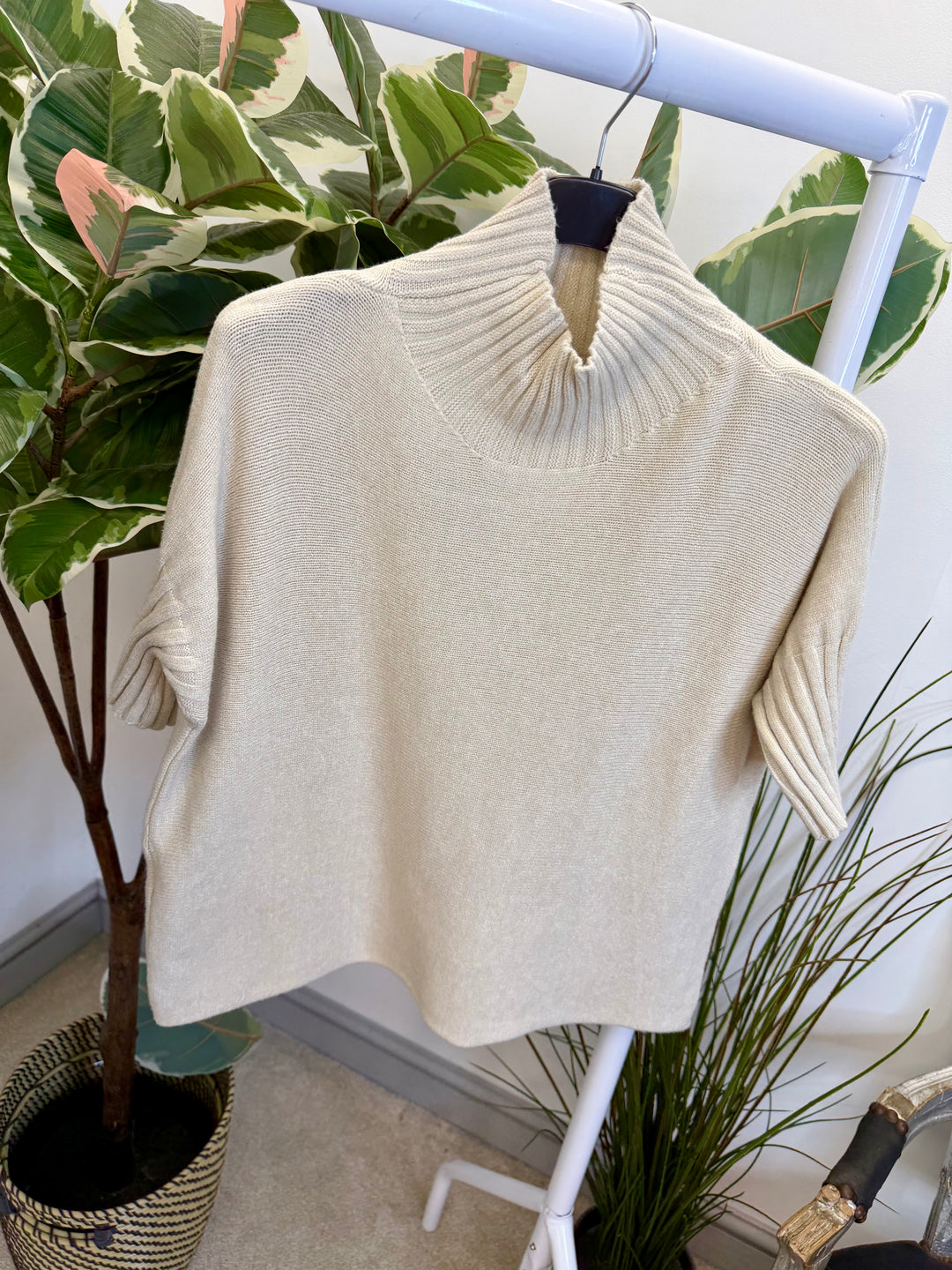 LADIES SHORT SLEEVE KNITTED JUMPER - BLACK, KHAKI, BEIGE, MOCHA, GREEN & BERRY