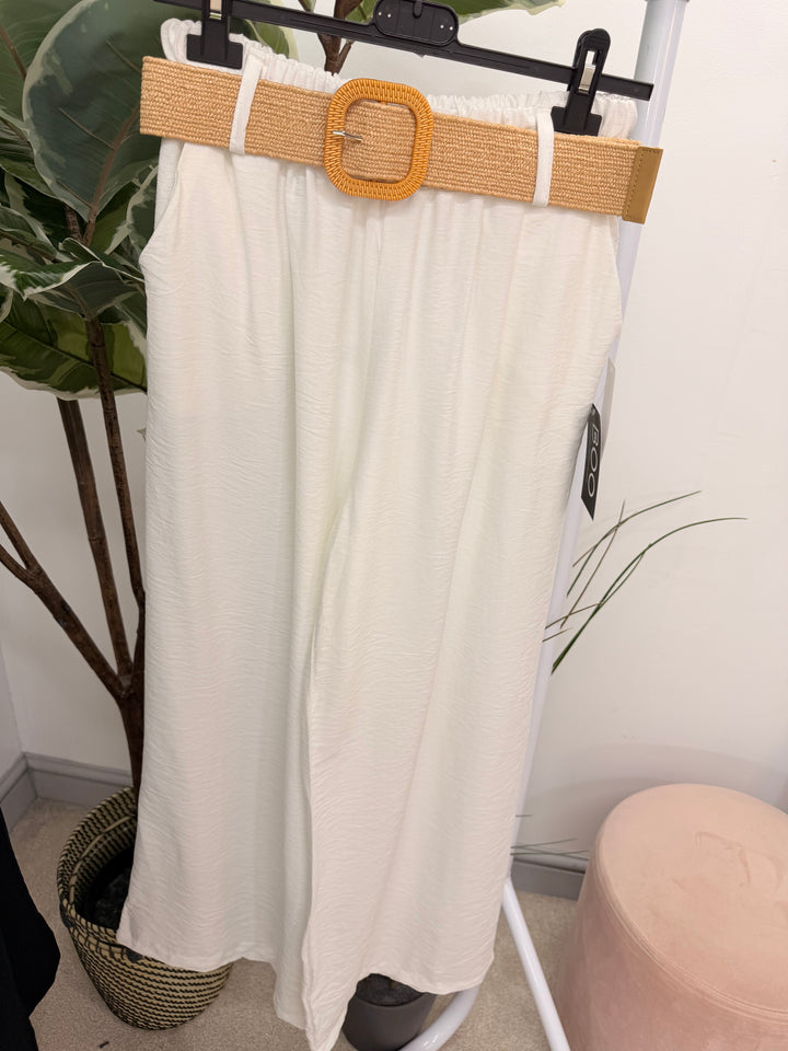 Ladies Fashion Wide Leg Trousers white