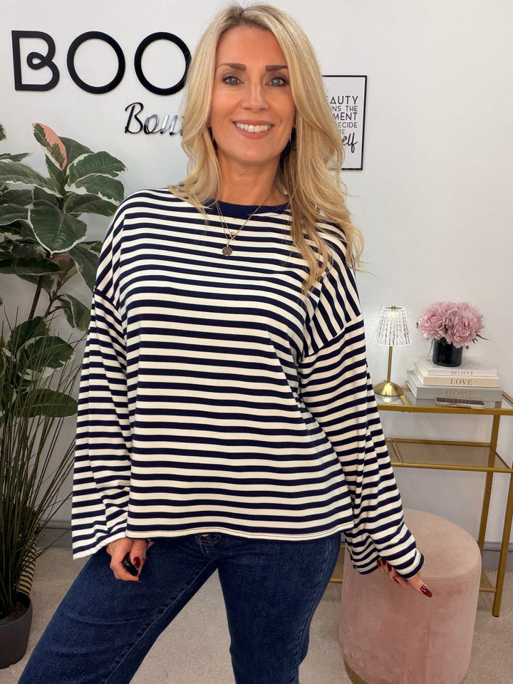 The BRONTY stripe long sleeve t shirt top - 2 colours