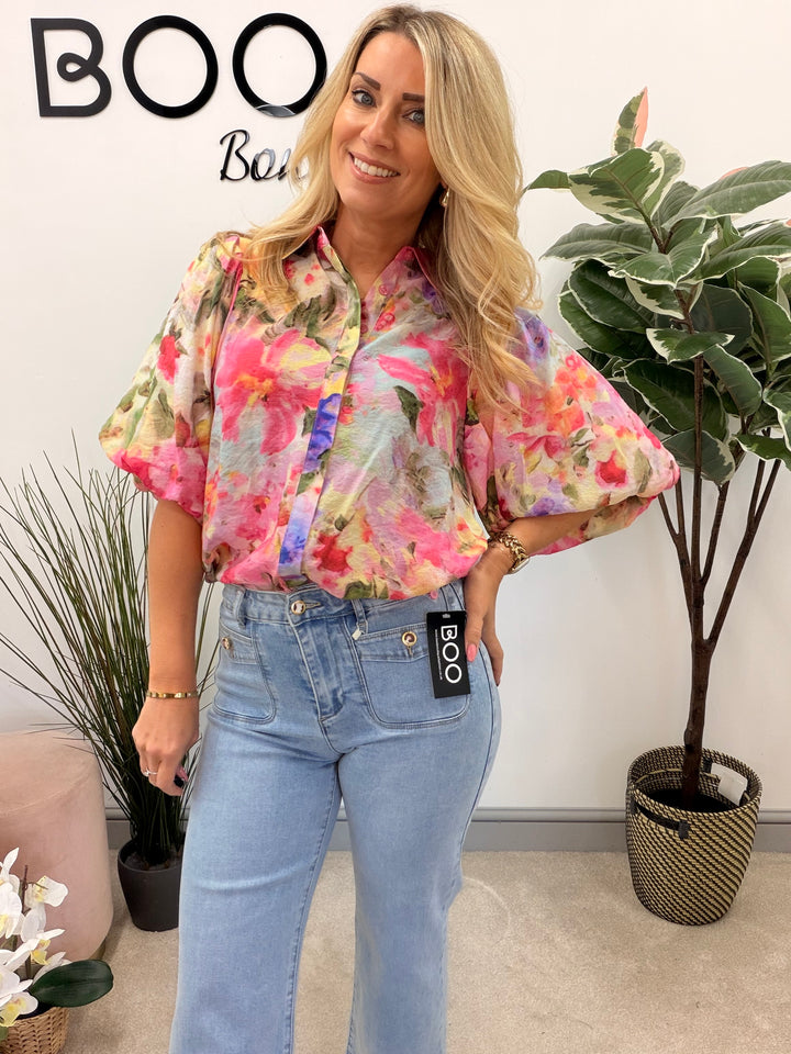 Ladies Fashion Colourful Tie Dye Blouse Shirt