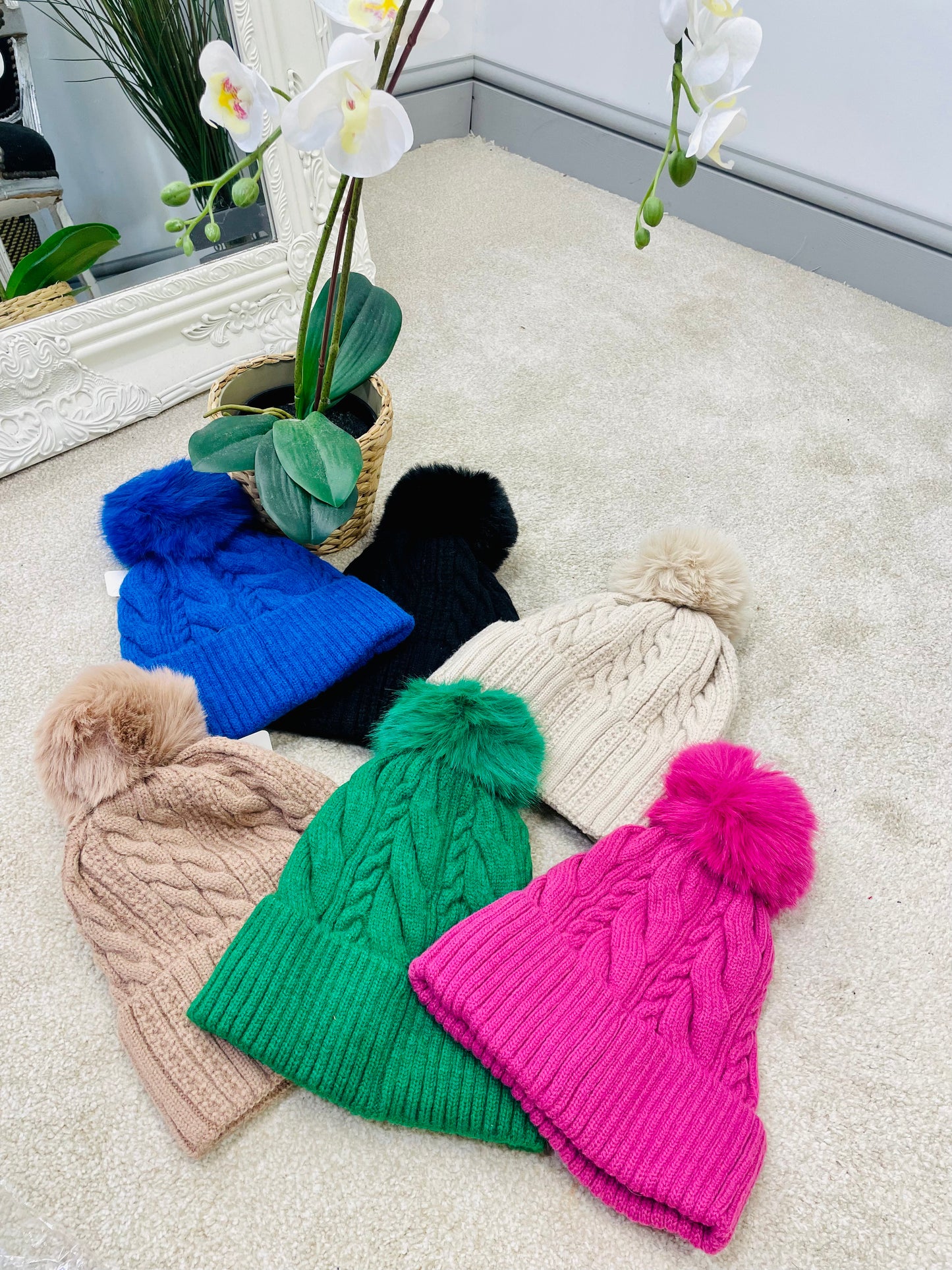 The ZOE cable knit bobble hat - 12 colours