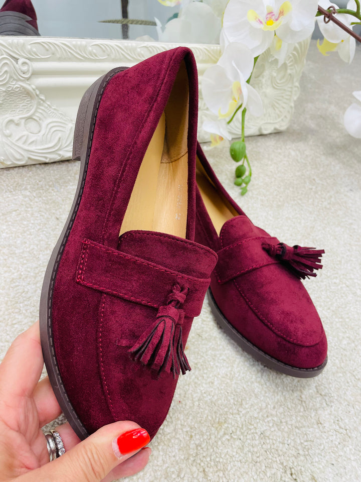 BLACK FAUX SUEDE LOAFER FLAT SHOES ( 966 ) sizes 3 to 8