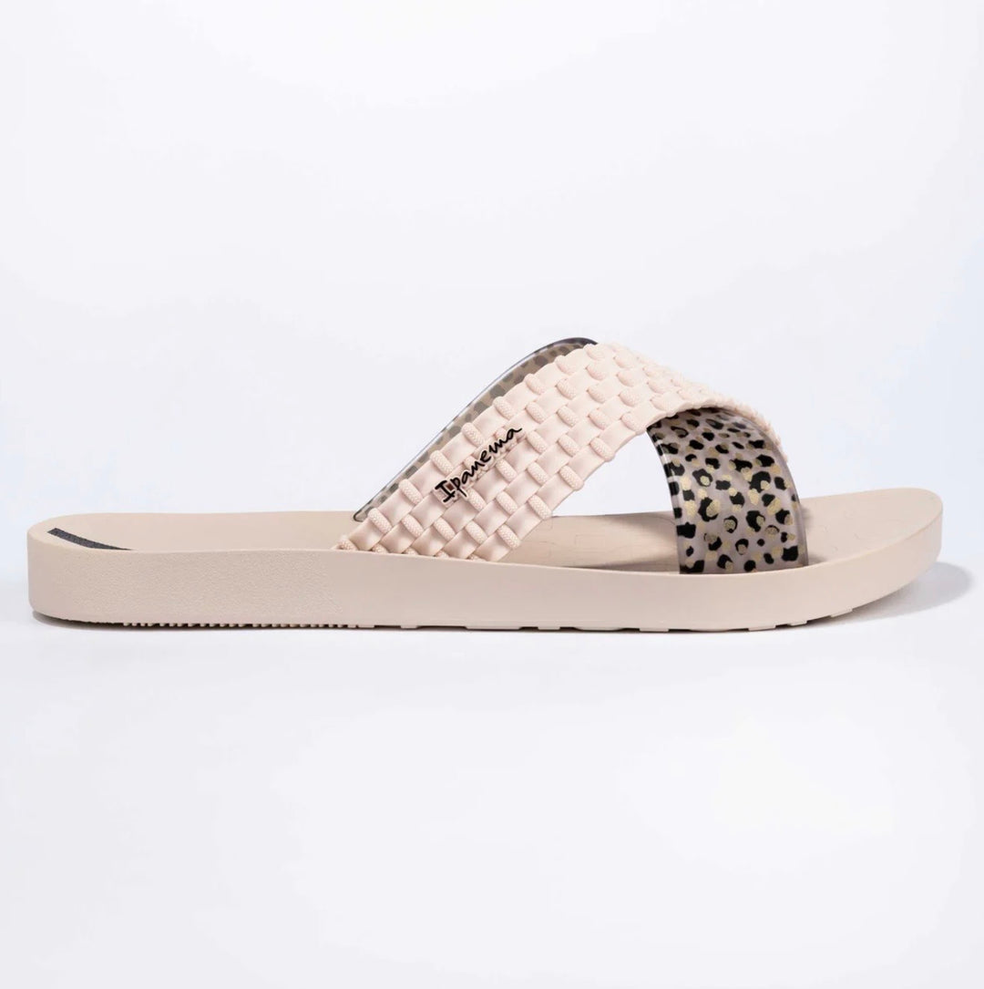 Ladies Ipanema Leopard Slider Sandals - brown, black, beige