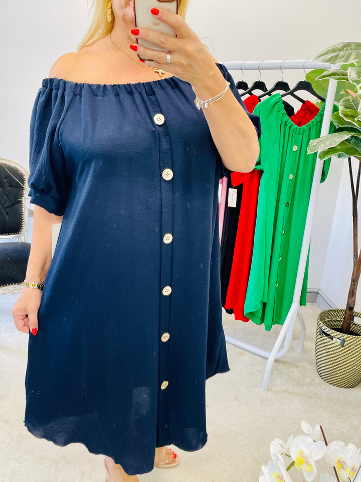 LADIES LOOSE FIT BARDOT SUMMER MIDI DRESS 
