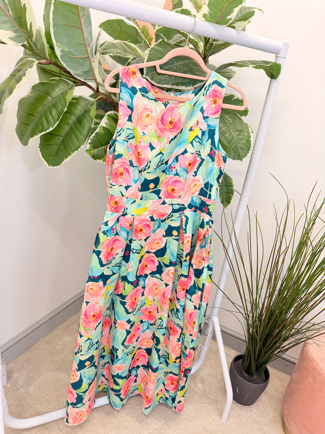 Ladies Floral Print Summer Event A Line Dress