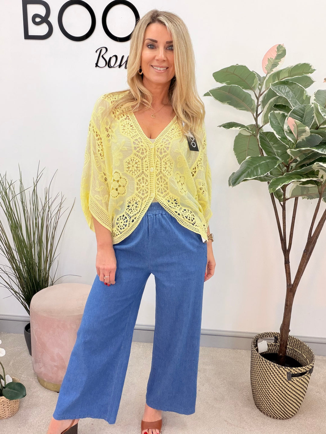 Ladies Fashion Crochet Bolero Top - white, beige, pink, lemon & turquoise