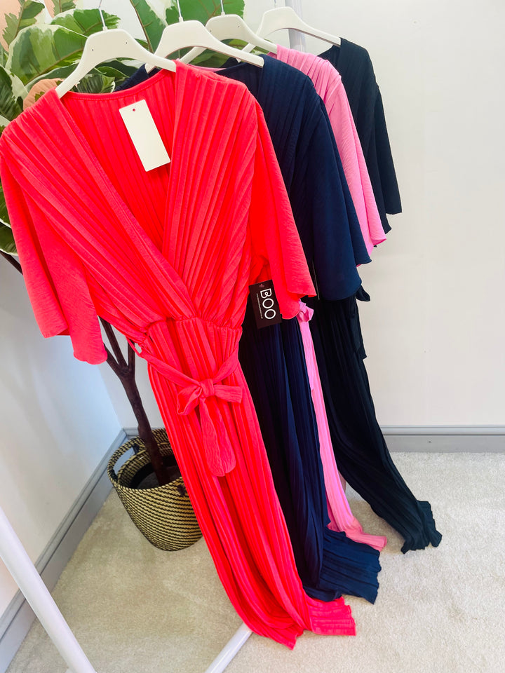 LADIES WOMENS  WIDE LEG FLATTERING PLEATED JUMPSUIT