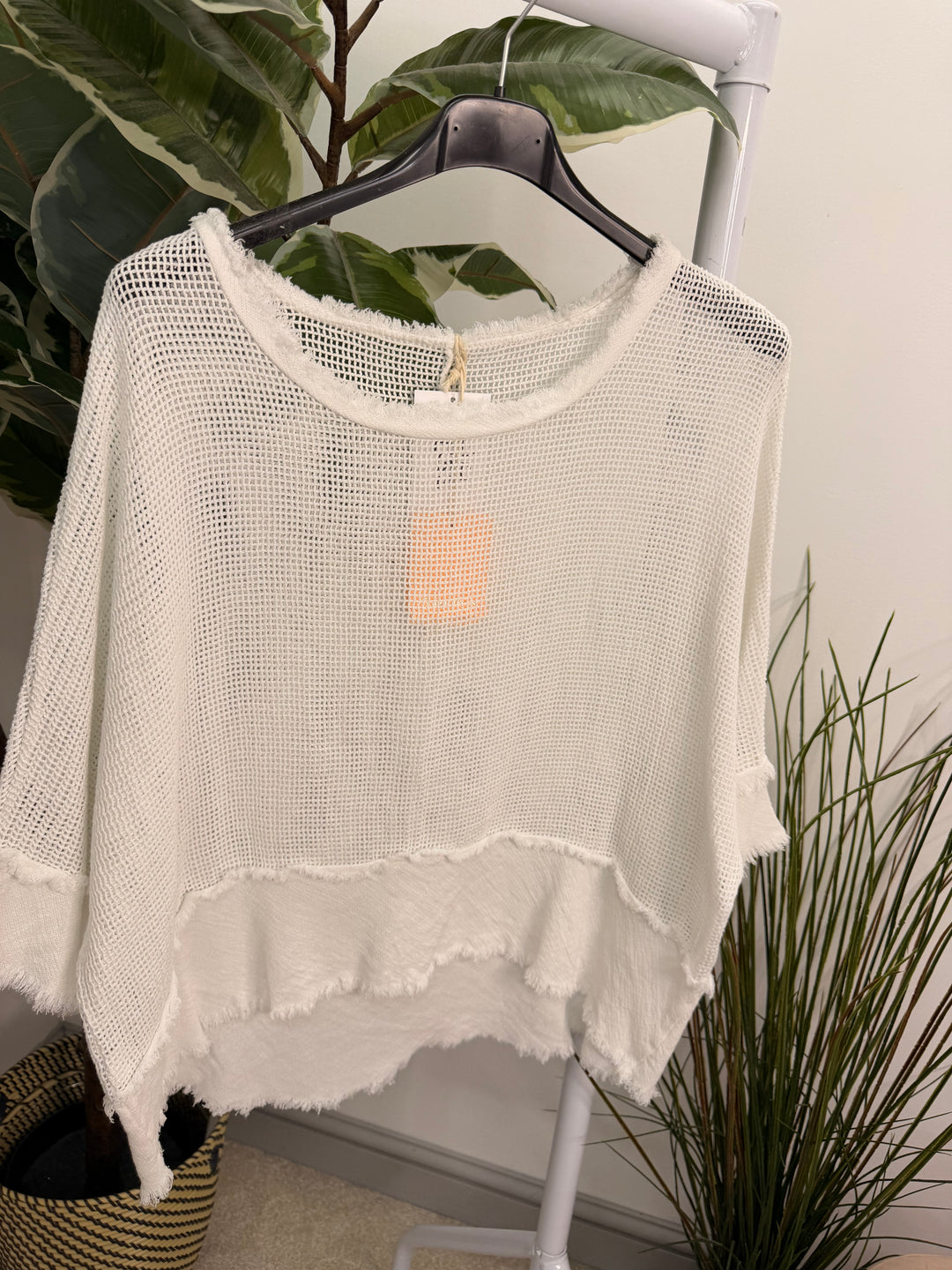 Ladies Tea Bag Linen Top white