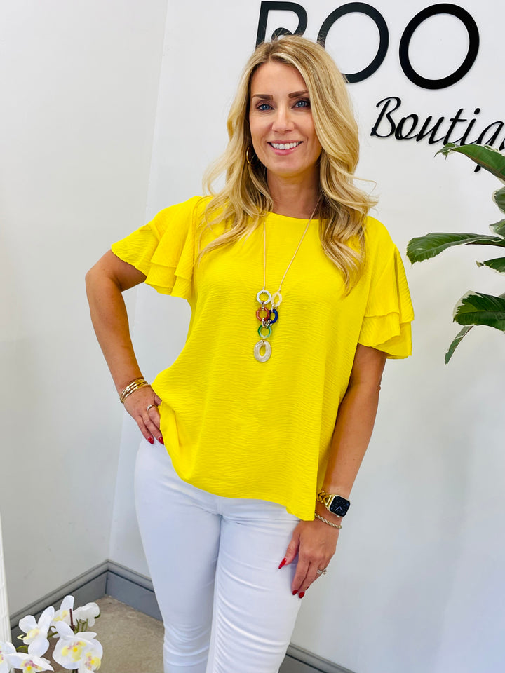 LADIES FRILL SHORT SLEEVE SUMMER TOP