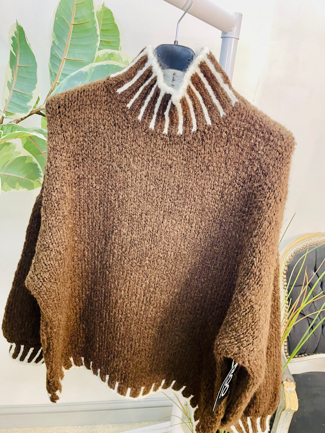 LADIES CHUNKY KNIT BAGGY JUMPER - BROWN, MOCHA, BLACK