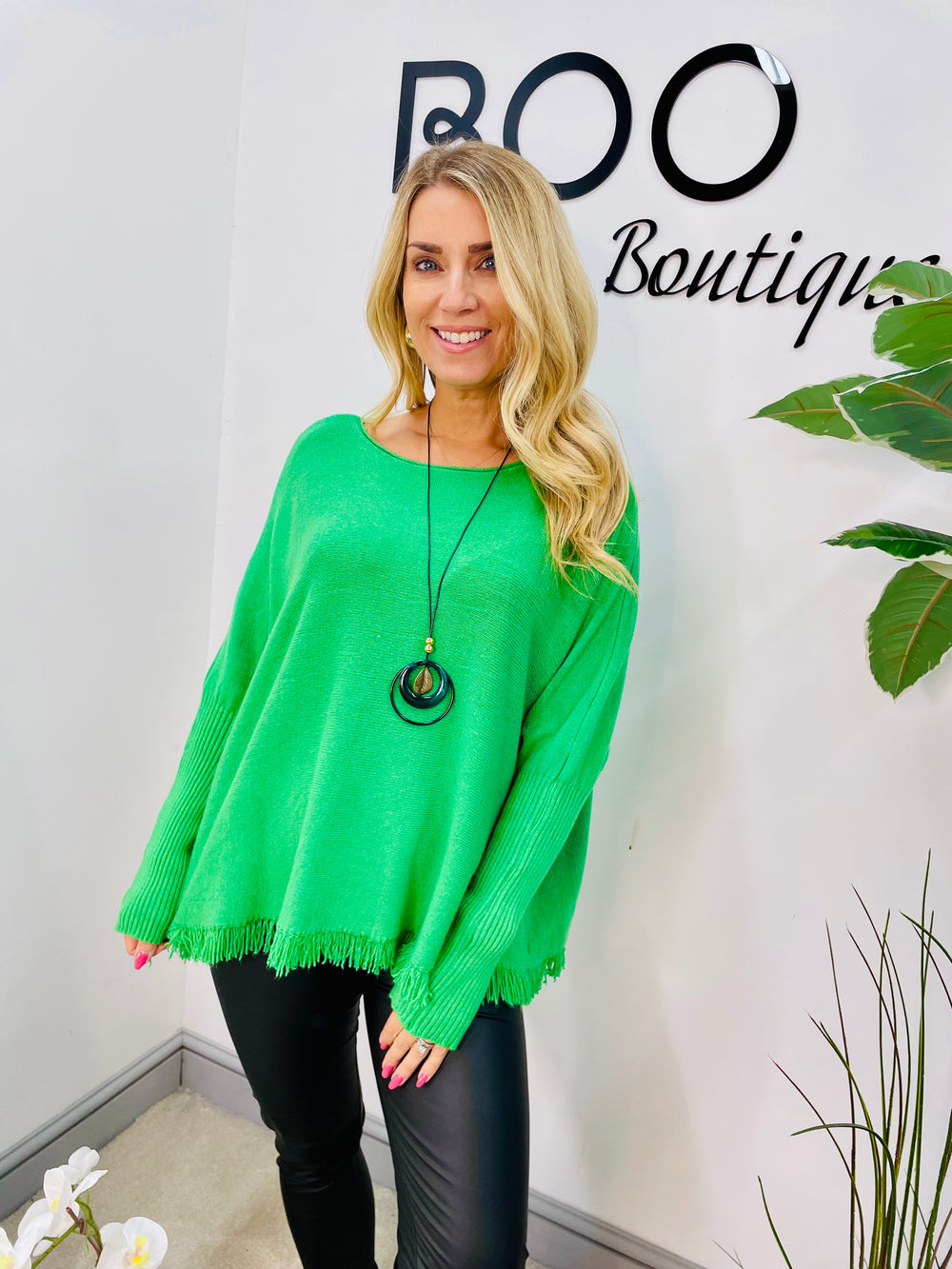 LADIES SOFT KNIT LOOSE FIT JUMPER - 11 COLOURS APPLE GREEN