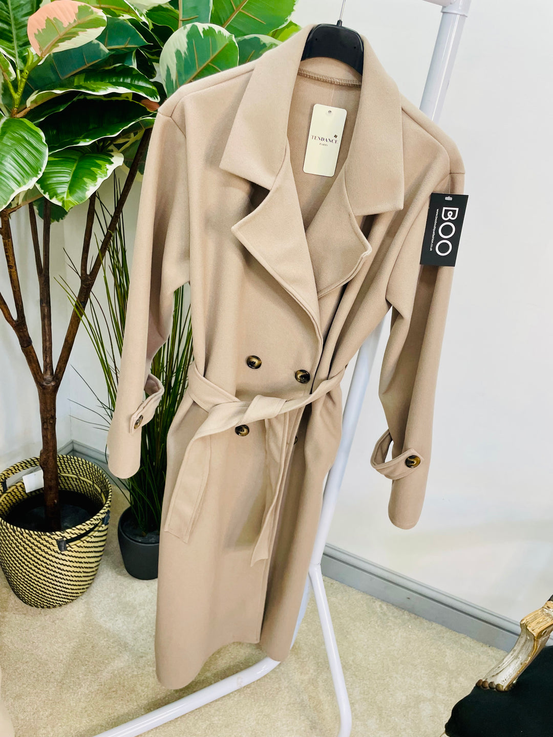 LADIES TIE BELT DUSTER COAT - BEIGE, MOCHA, BROWN & BLACK