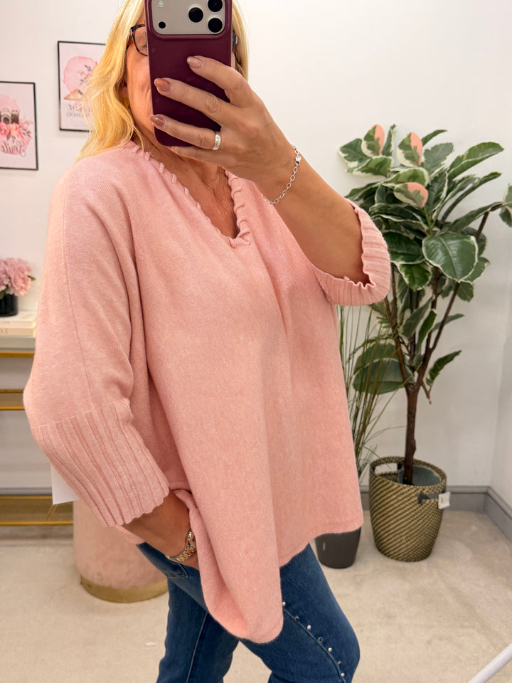 Ladies Fashion Oversize Slouch Jumper - Pink, Black, Beige & Brown