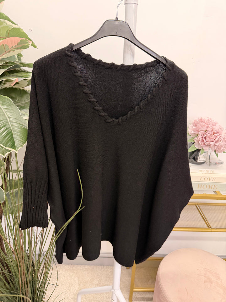 Ladies Fashion Oversize Slouch Jumper - Pink, Black, Beige & Brown