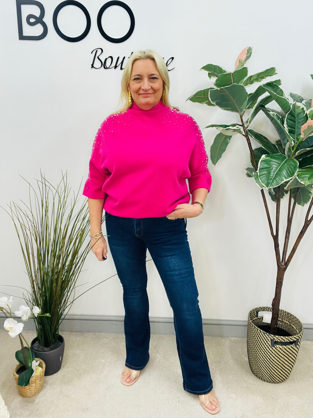 LADIES DARK BLUE DENIM KICK FLARE JEANS