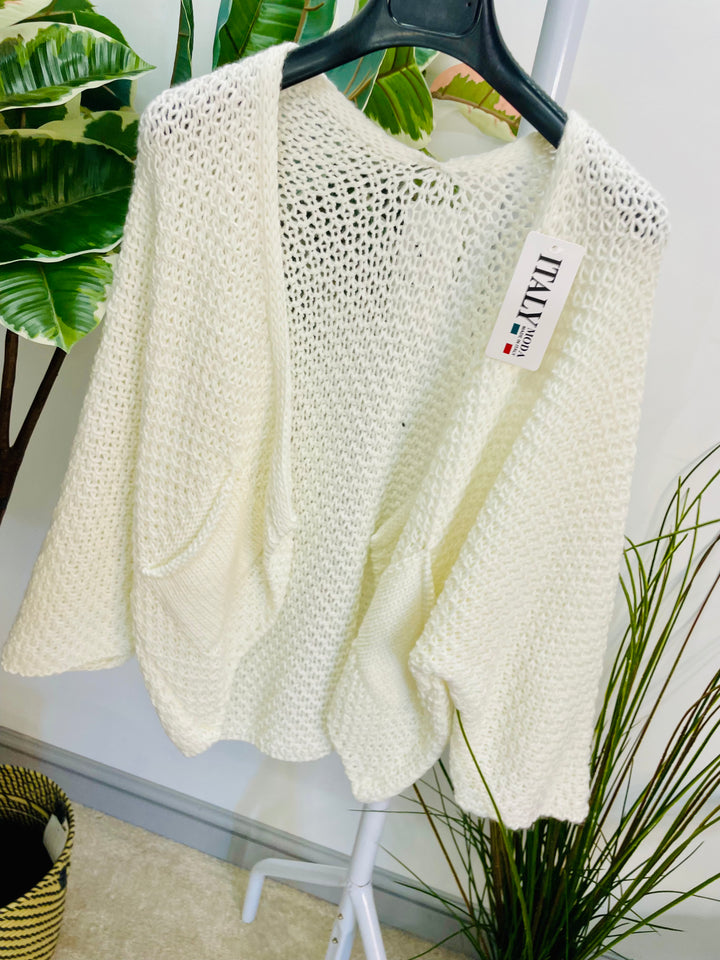LADIES KNITTED BOLERO CARDIGAN - CREAM, PINK, NAVY, BLACK, OATMEAL, CAMEL, GREY