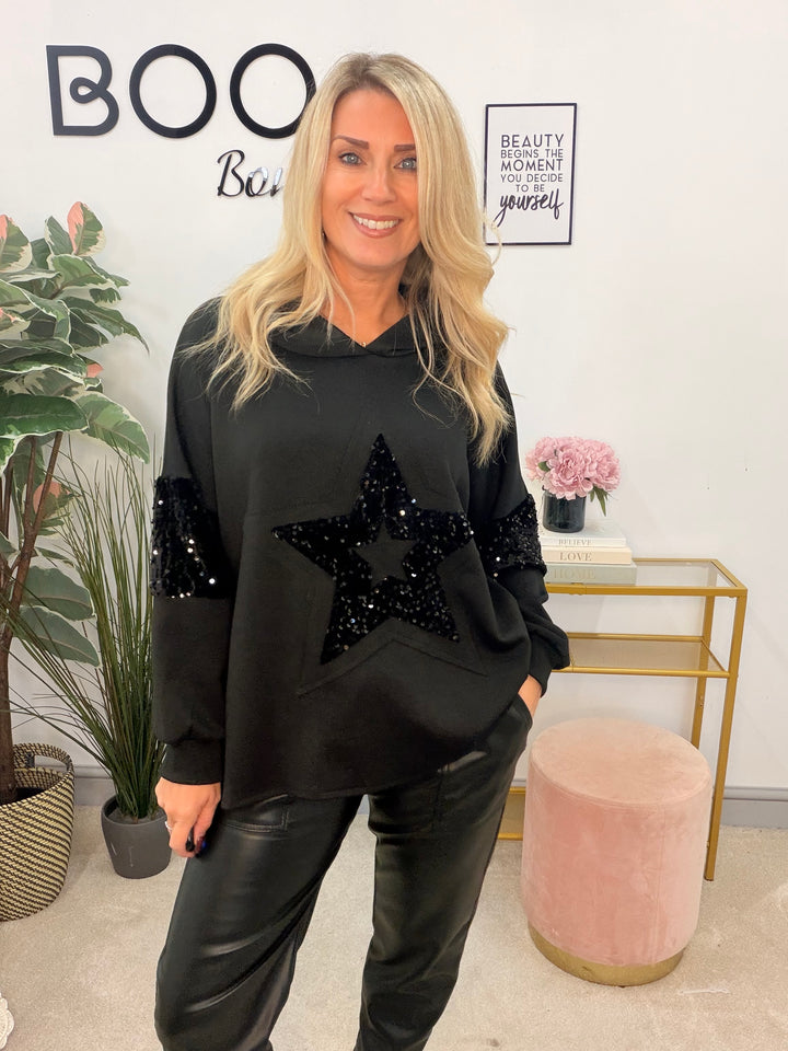 The JUDY scuba sequin hoodie top - 4 colours