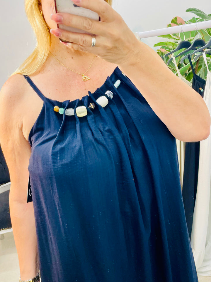 LADIES FLOATY SUMMER MAXI DRESS - BLACK, NAVY, BEIGE, KHAKI & WHITE
