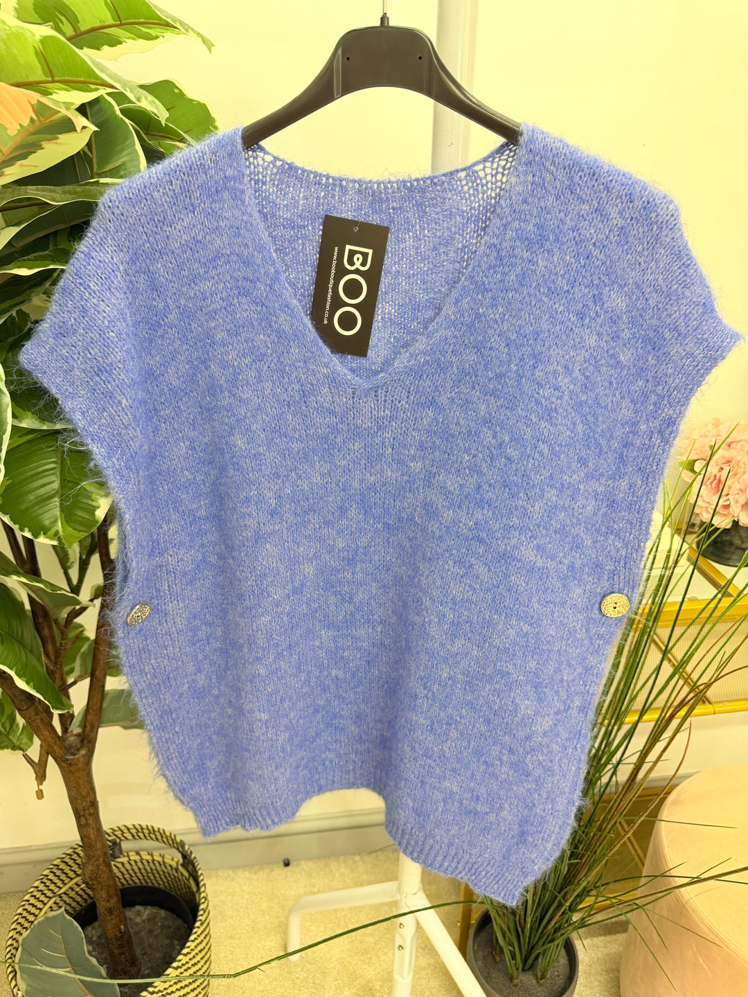 Womens fluffy sleeveless tank top jumper - white, oatmeal, black, blue, pink