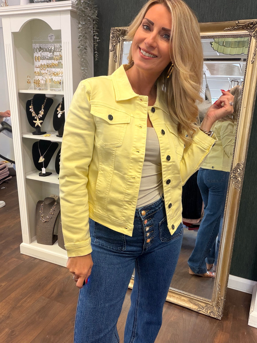 Ladies Lemon Yellow Denim Jacket