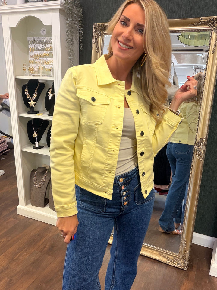Ladies Lemon Yellow Denim Jacket