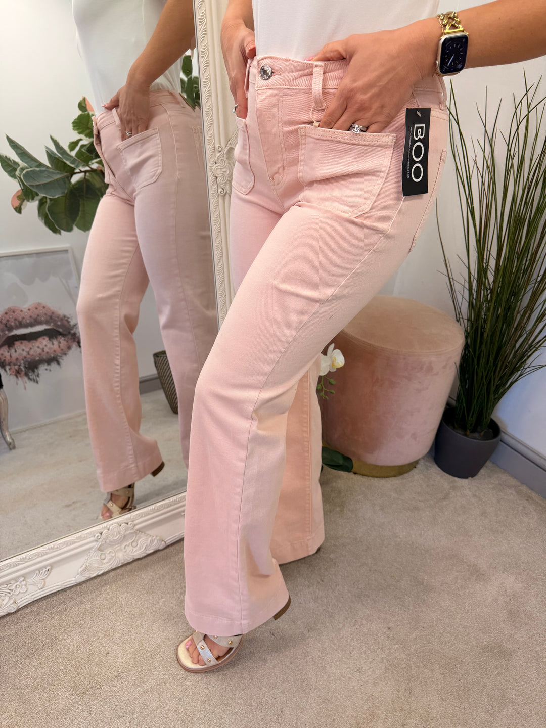 The ADDIE pink wide leg jeans - sizes 6 to 14