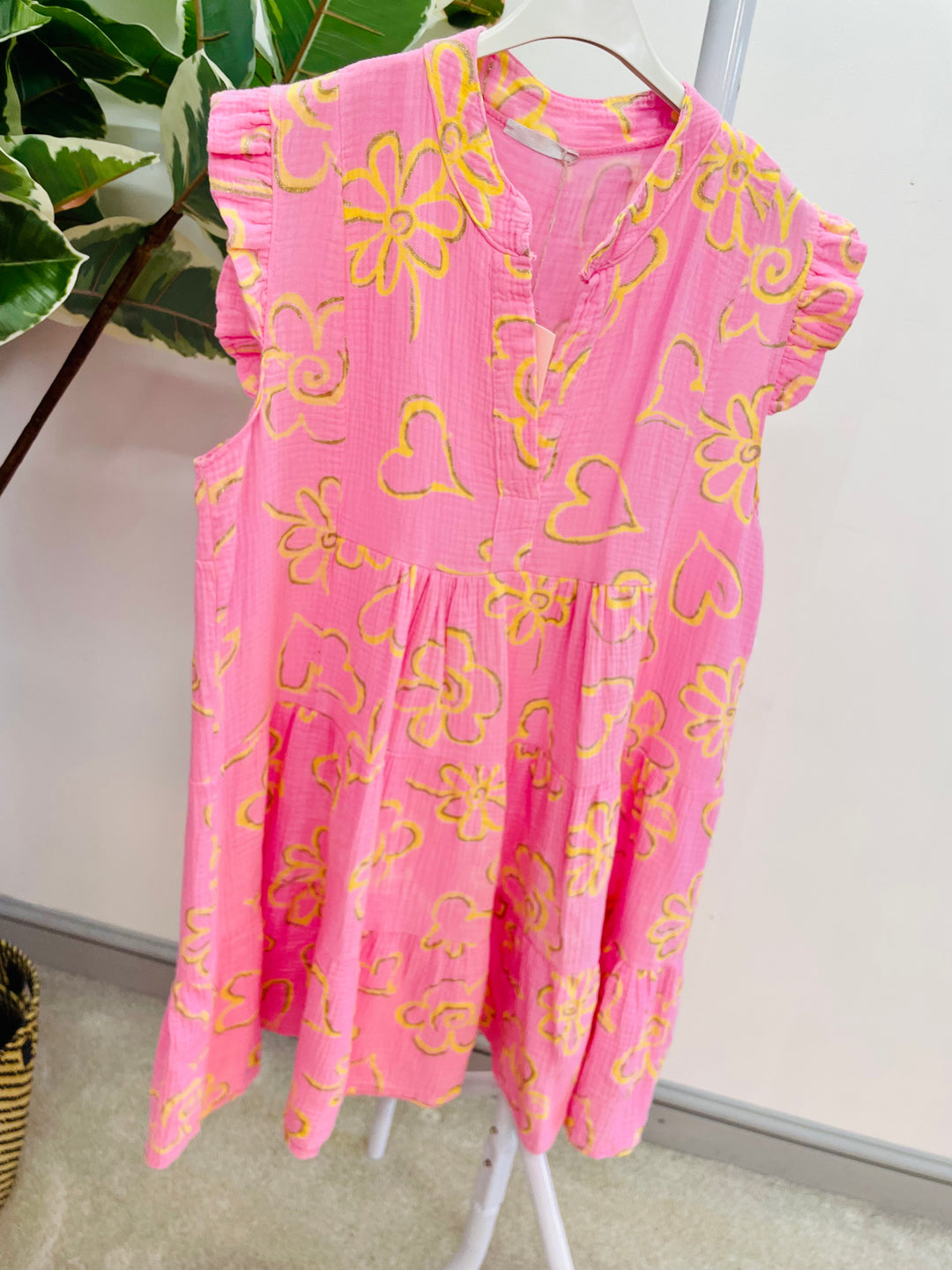 LADIES WOMENS PINK CHEESECLOTH SUMMER HOLIDAY MINI DRESS