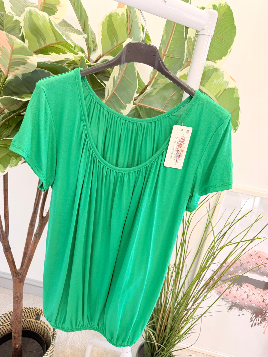 Ladies Easy to Wear Bubble Summer Top green