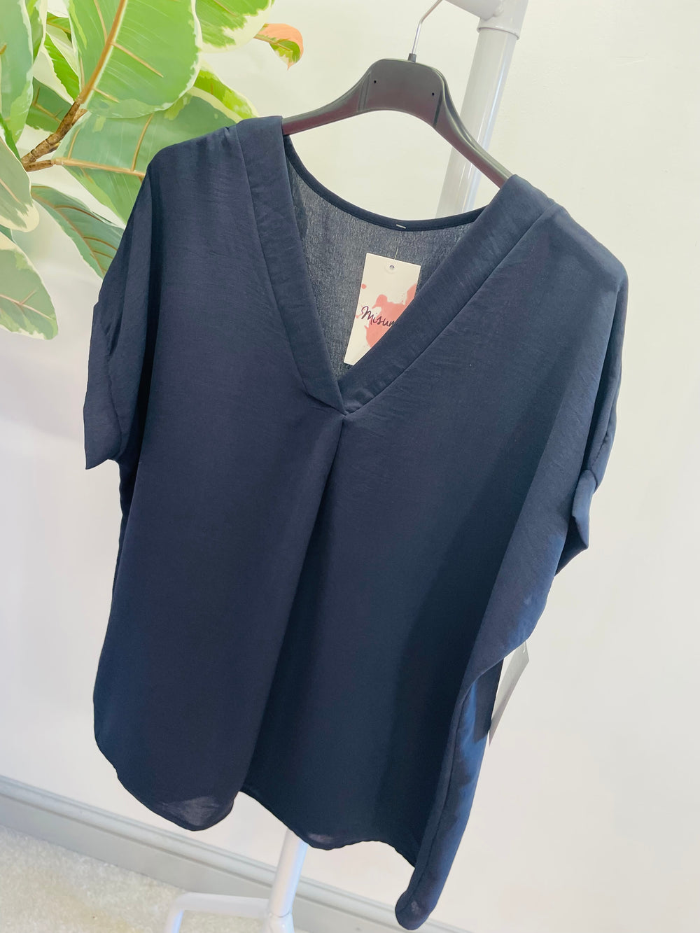 LADIES WOMENS CASUAL V NECK TOP - WHITE, BLACK, BLUE, PINK, YELLOW, NAVY, CORAL