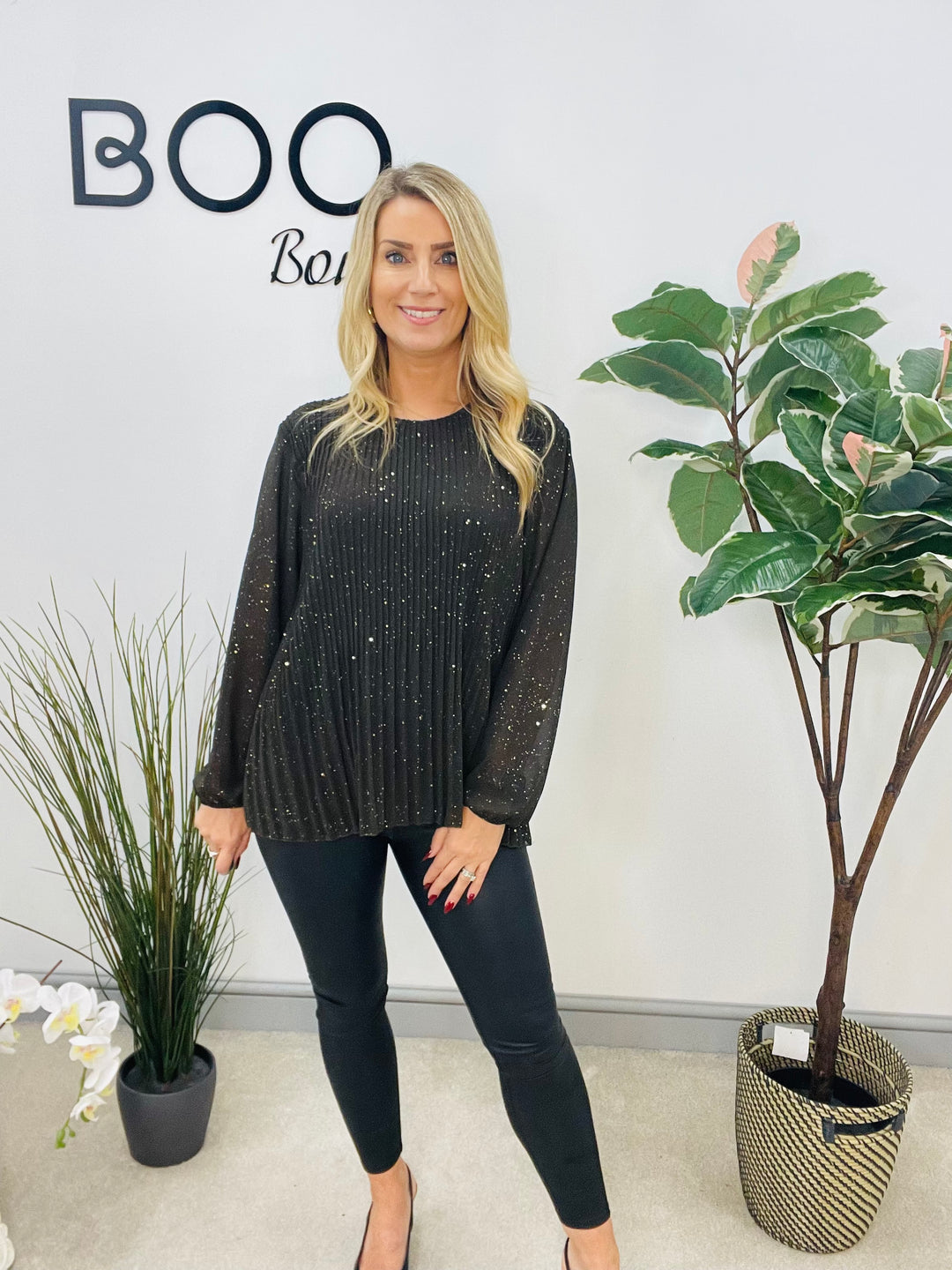 LADIES CHIFFON PLEATED TOP - BLACK, BROWN, WHITE, RED, WINE