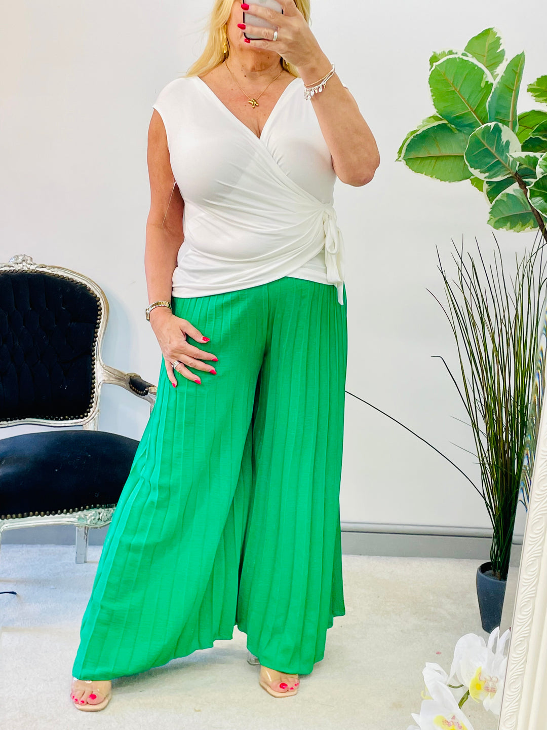 LADIES WOMENS PLEATED WIDE LEG PALAZZO CULOTTE TROUSERS - ROYAL BLUE, NAVY, BLACK, CAMEL, GREEN