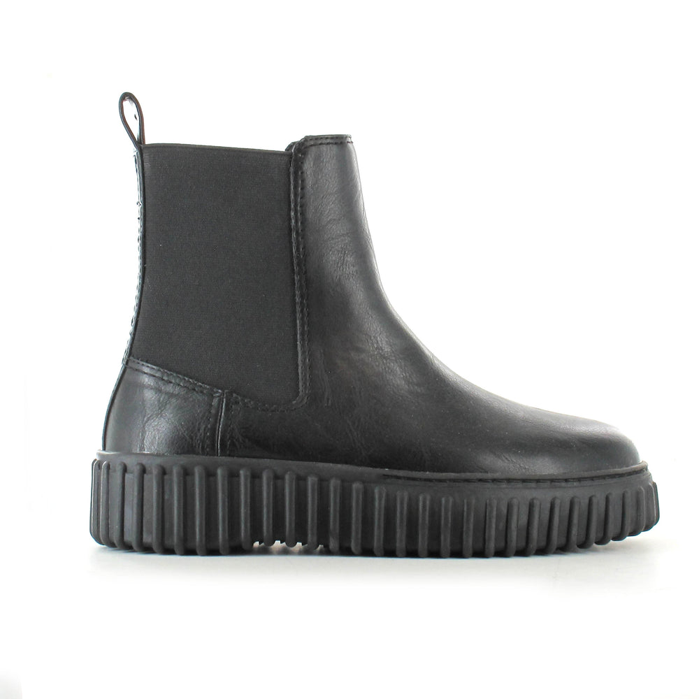 LADIES BLACK CHUNKY FLATFORM ANKLE BOOTS